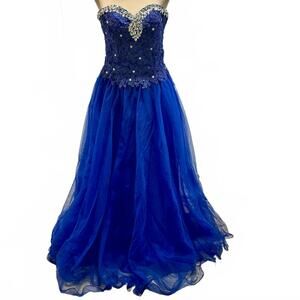 Custom Rhinestone Lace Lattice-Back Sequined Ball Gown S